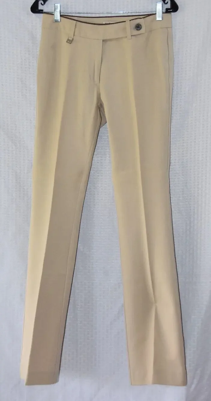 MICHAEL Michael Kors Designer Khaki Slim Fit Slacks Pants Size 2